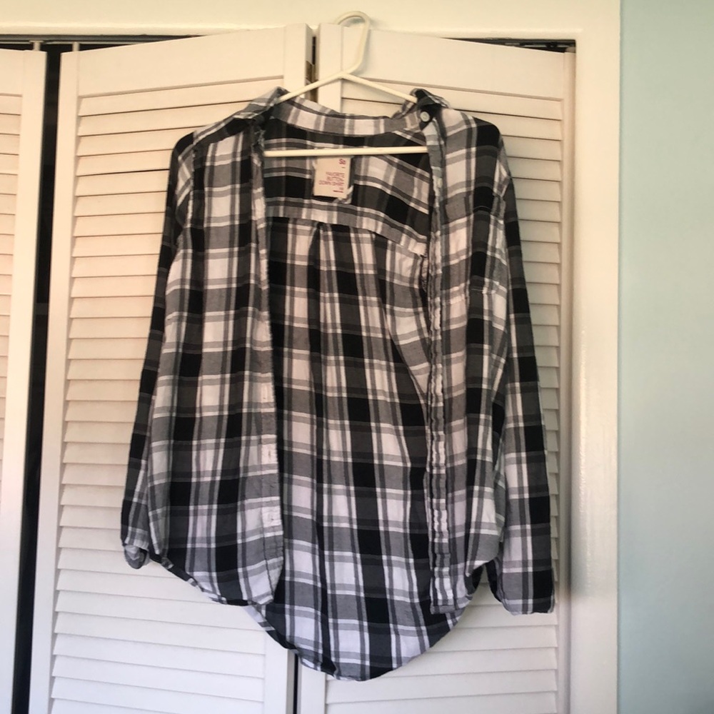 Black and White SO Plaid Women’s Button Down